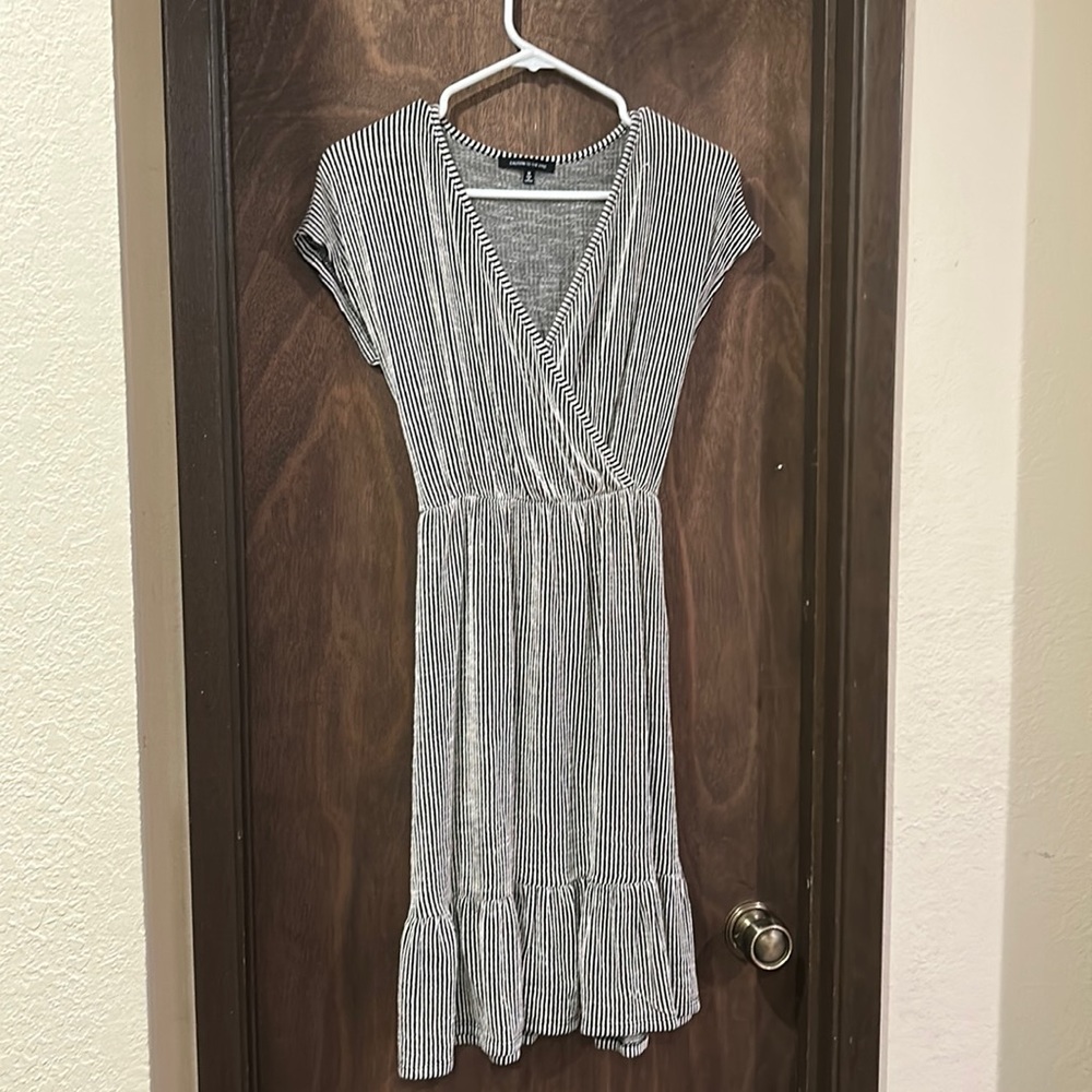 Black and white striped dress